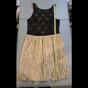 Rewind Black Lace and Gold Pleated Mini Dress 3c4